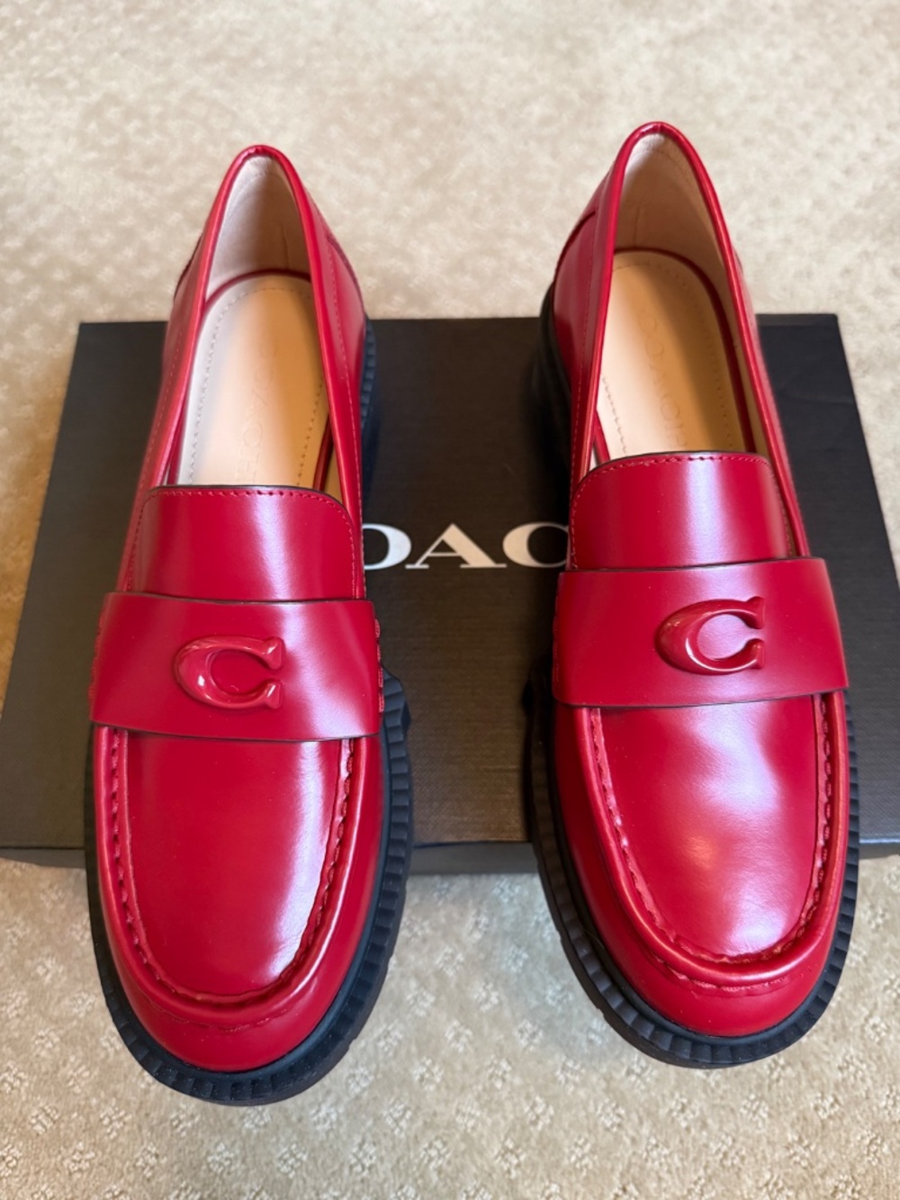 Coach Leah Loafer “Red” Size 7.5 - Picture 2 of 5